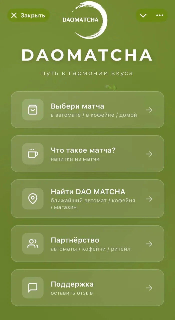 Главное меню мини-приложения: выбор матча, информация и поиск точек