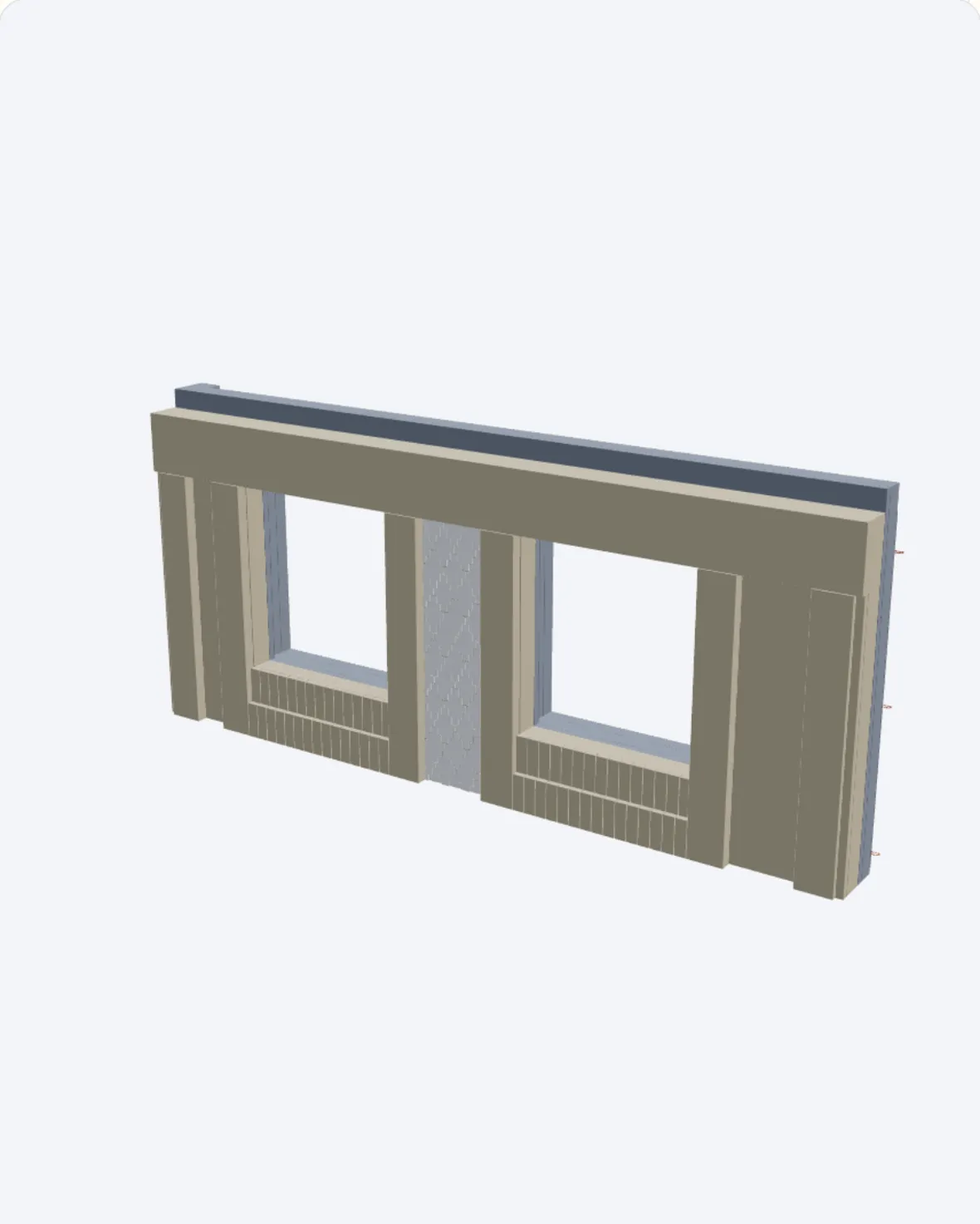 3D-модель панели с навесным фасадом из платформы МЕРАКОМ